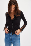 Rosebud Cuff Top in Black