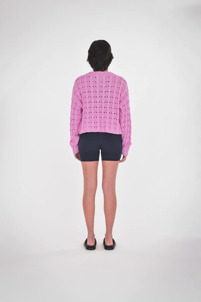 Ella Cable Pullover In Fondant  Pink