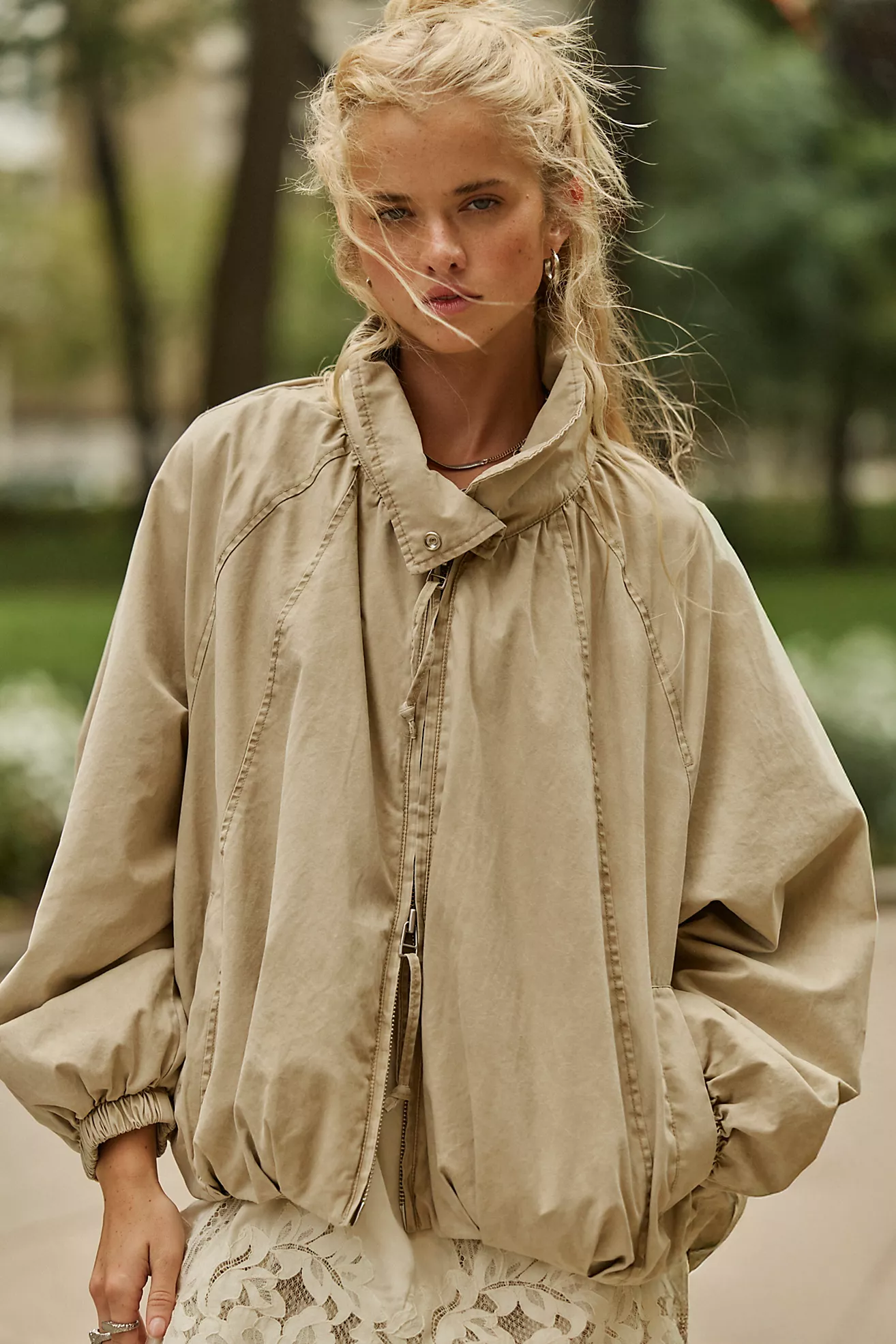 Chelsea Funnel Neck Jacket in Oatmeal