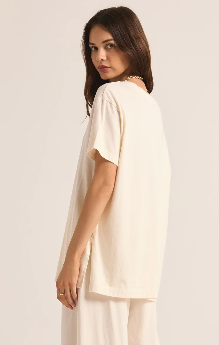 Shayla Cotton Jersey Crew Tee In Sea Salt