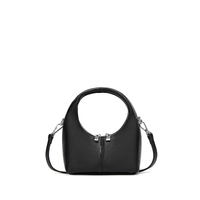Circle Crossbody Bag in Black Pebbled