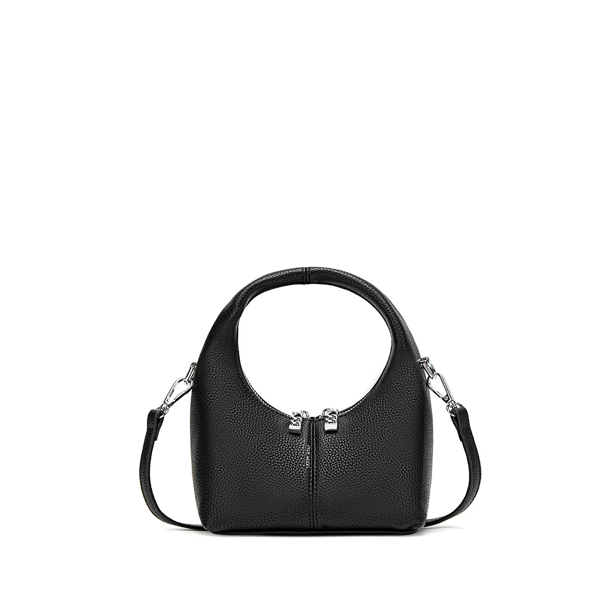 Circle Crossbody Bag in Black Pebbled