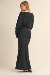 Long Sleeve Knit top and Maxi Skirt Set