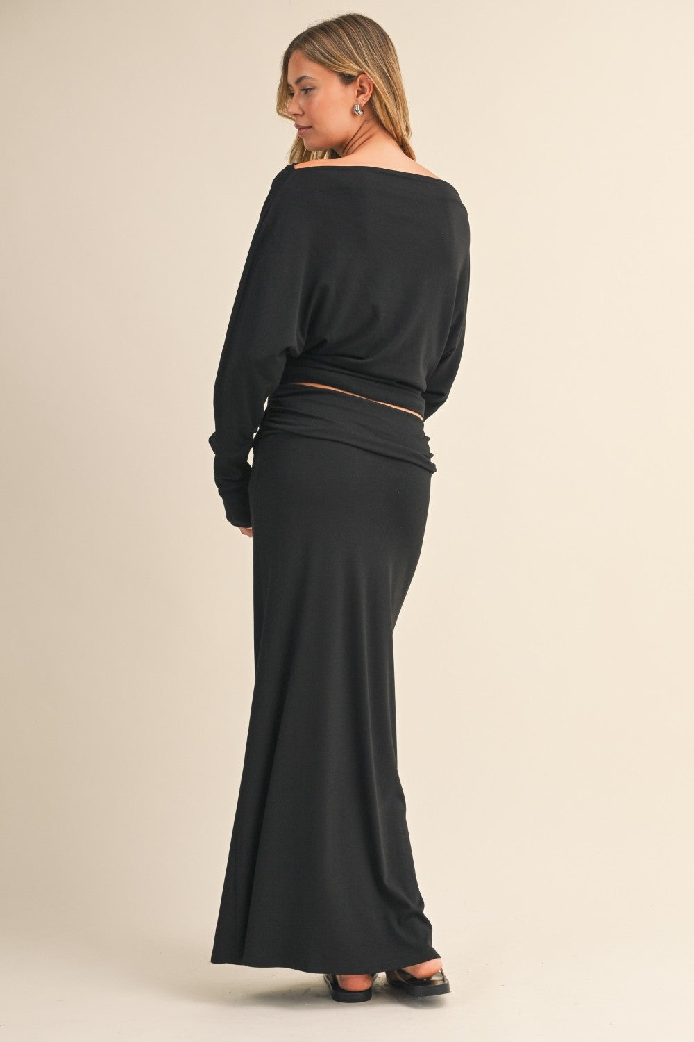 Long Sleeve Knit top and Maxi Skirt Set