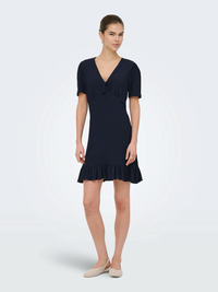 Onlmolly Short Sleeve V-Neck Dress | Navy Blue