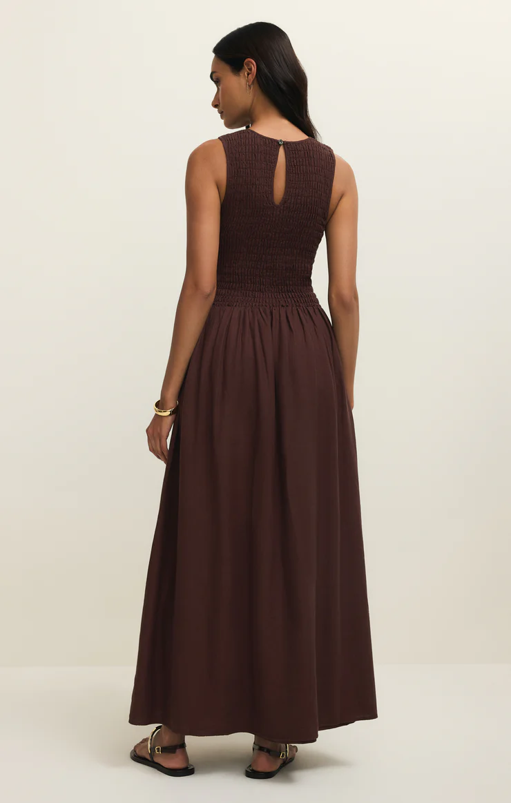 Juniper Linen Maxi Dress | Chocolate Cherry