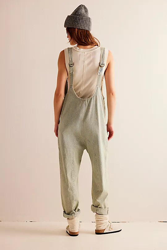 We The Free High Roller Railroad Jumpsuit In Pillow Talk Stripe