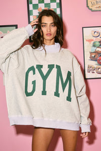 Gym + Bed Reversible Graphic Sweater | Heather Grey