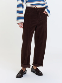Villa Drawstring Barrel Pant in Chocolate