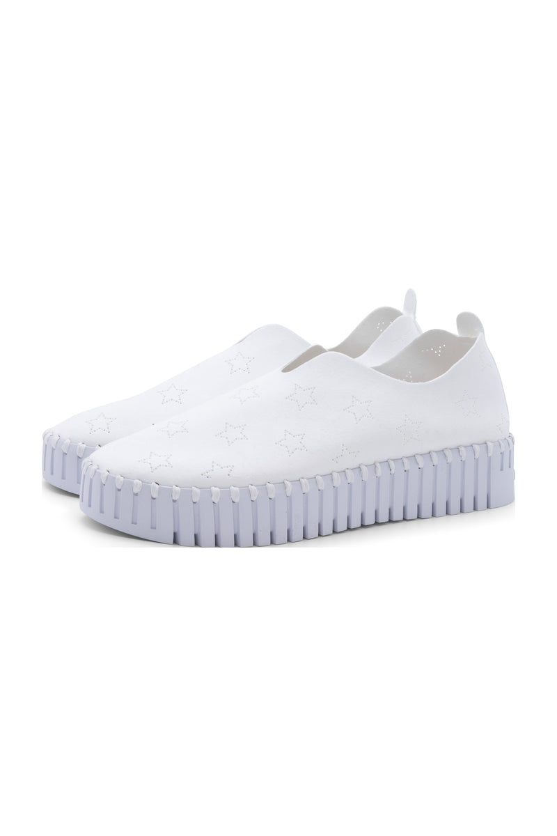 Tulip 1015 Slip on Platform In White Stars