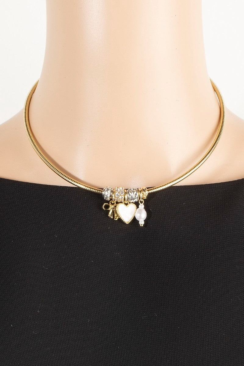 Assorted Mini Charms Coiled Choker Necklace