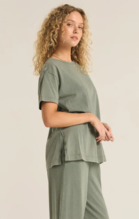 Shayla Cotton Jersey Crew Tee In Palm Green