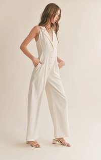 Follow Me Halter Jumpsuit in Cream