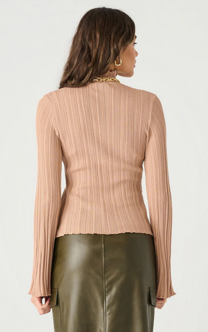 Mock Neck Layering Top in Carmel Beige