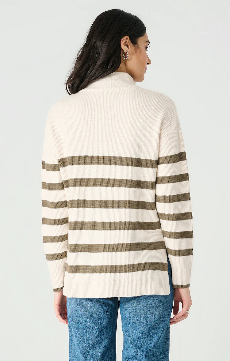 Half Zip Sweater in Cream/Olive