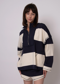 Camille YD Stripe heavy Jersey Long Sleeve | Navy Cream