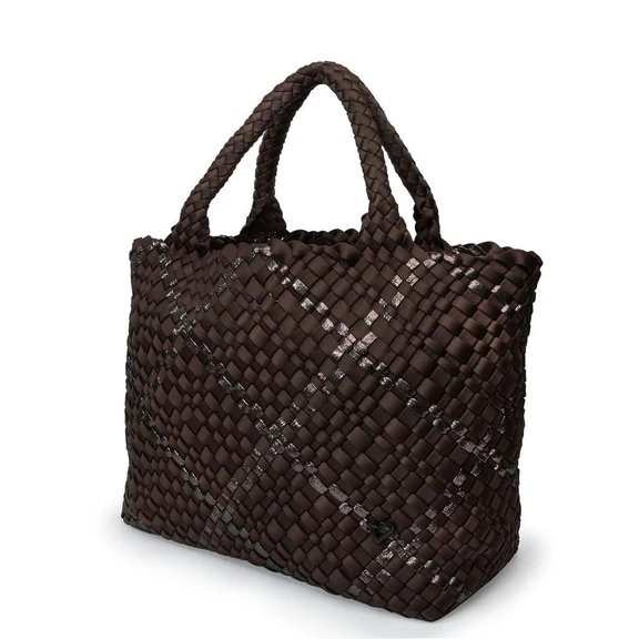 London Large Woven Bag In Espresso| Bronze