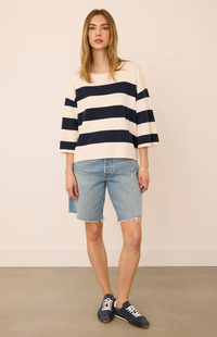 Amina Knit Top | Navy Stripe