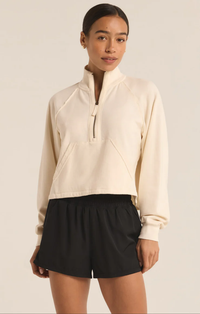 On The Run Half Zip Sweatshirt in Sandstone