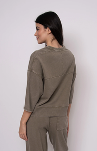 Brie French Terry Top in Olive