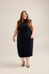 Textured Knit Midi Dress in Black