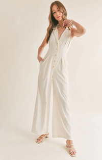 Follow Me Halter Jumpsuit in Cream