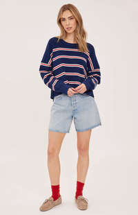 Echo Pullover Sweater | Navy Stripe