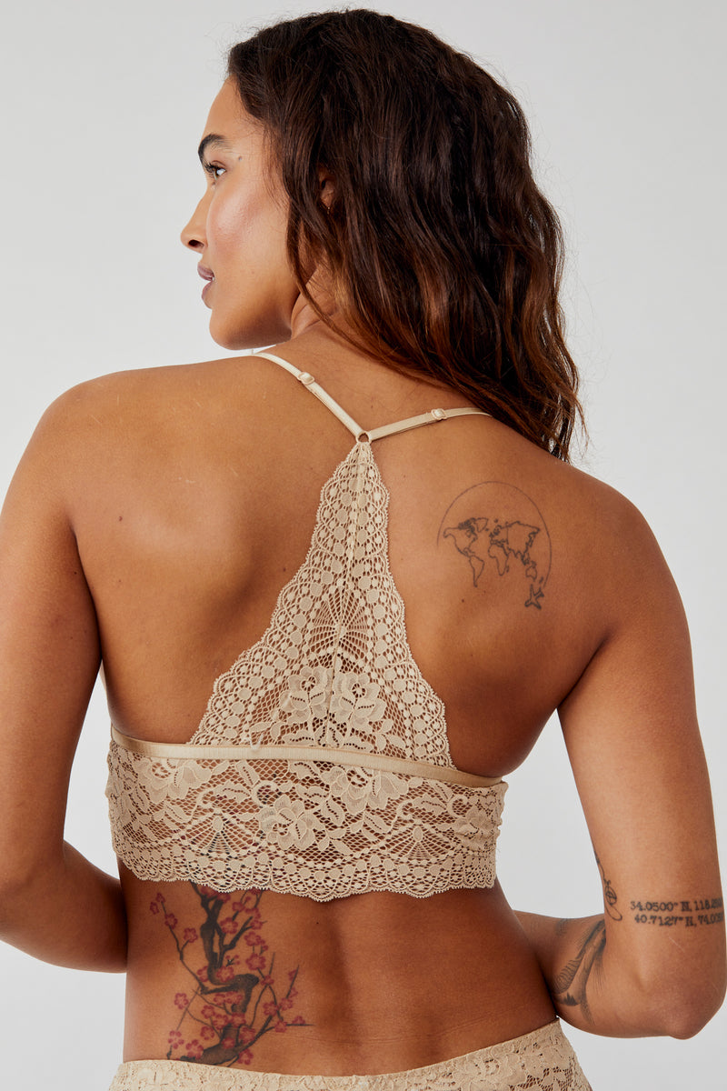 Maya Longline Lace Bralette In Winter Wheat