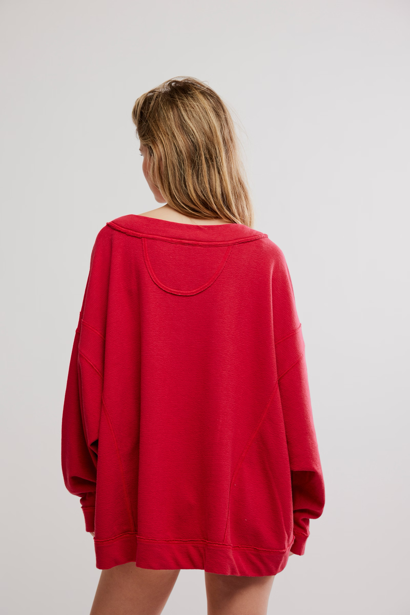 Staycation Pullover in Cherry