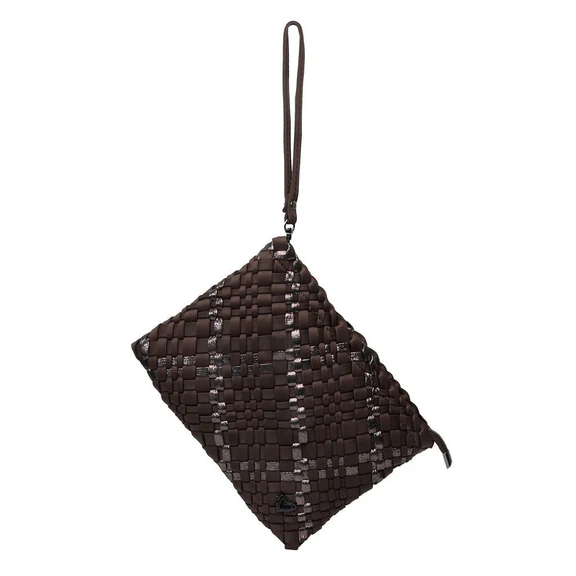 London Large Woven Bag In Espresso| Bronze