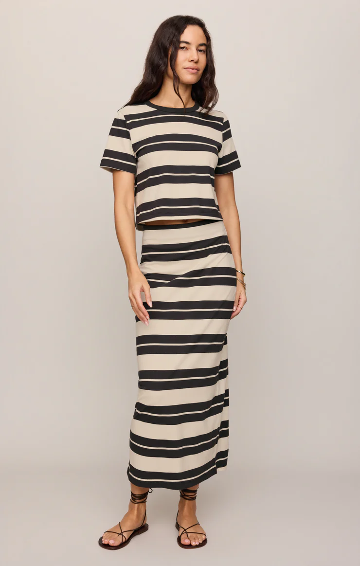 Gail Striped Midi Skirt | Ash Black