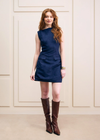 Suede Shift Dress in Navy