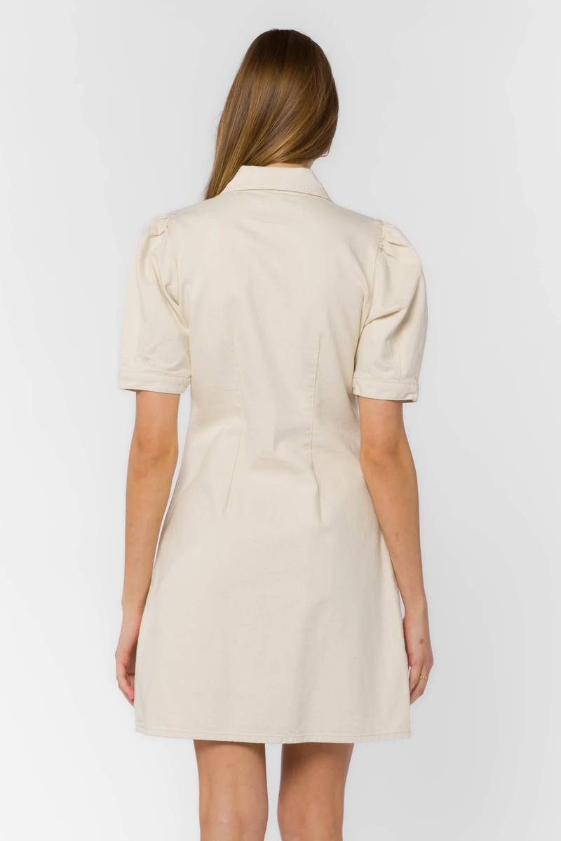 ivory denim dress Carrie Belted Denim Dress "Ivory" Allie Lynn's Boutique