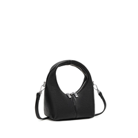 Circle Crossbody Bag in Black Pebbled