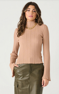 Mock Neck Layering Top in Carmel Beige