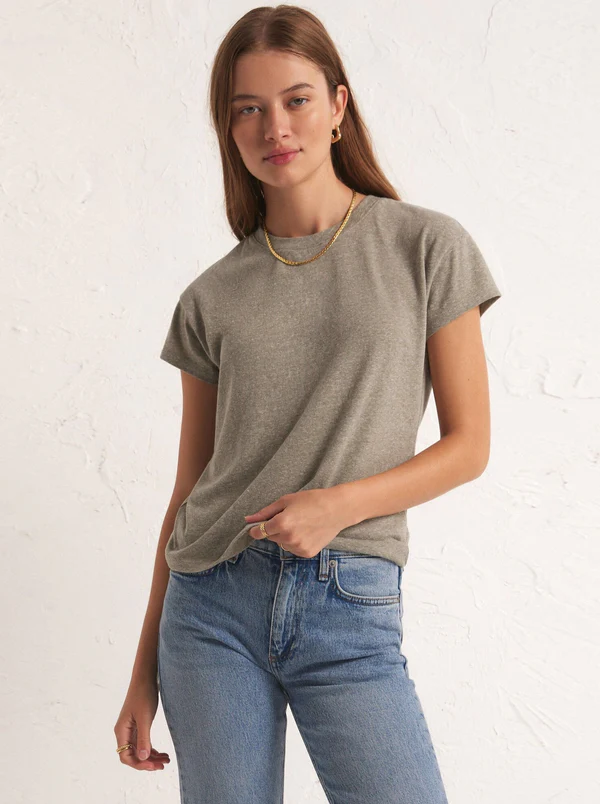 Modern Tri Blend Crew Neck Tee In Classic Heather Grey