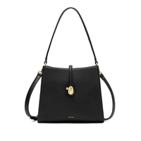 Lock Shoulder Bag Black Pebble