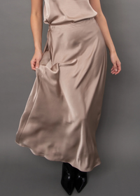 Alicent Satin Maxi Skirt in Champagne
