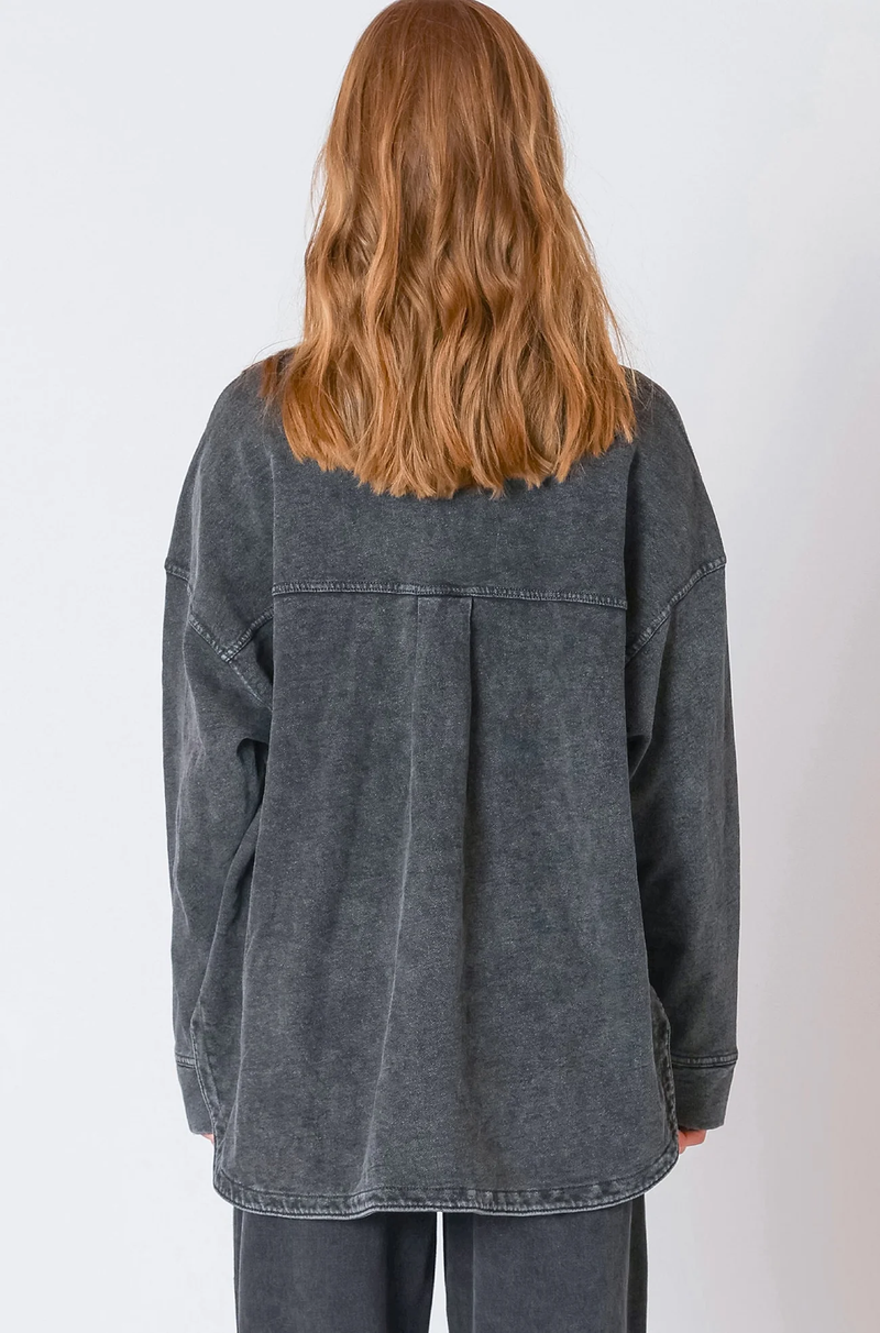 Knit Denim Shacket | Washed Black