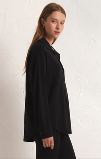 WFH Modal Shirt Jacket In Black