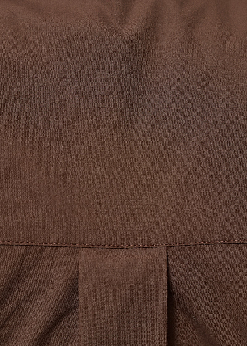 Brown Pleated Cotton Poplin Shirt