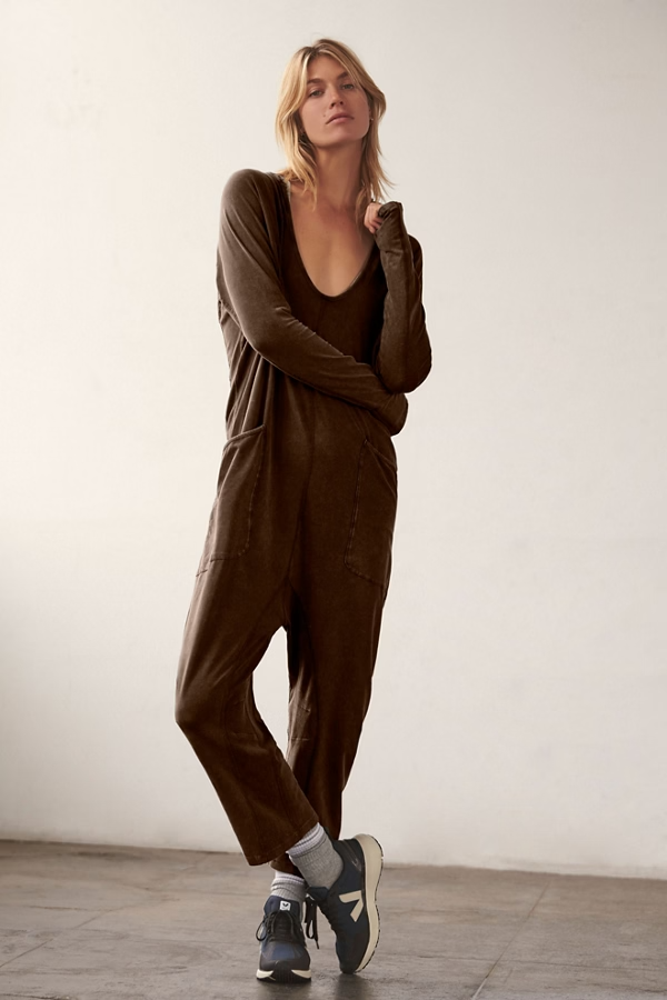 Hot Shot long Sleeve Onesie In Espresso