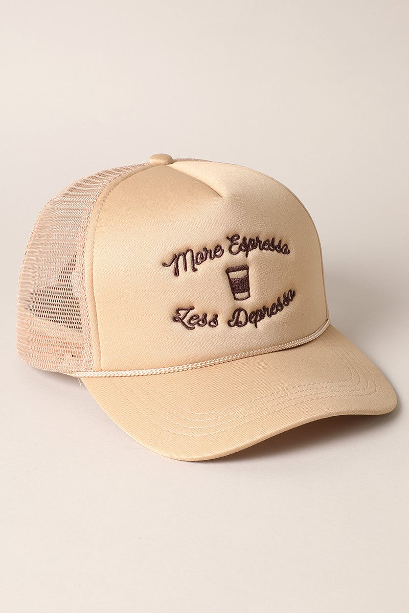 More Espresso Less Depresso Trucker Hat