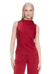 Veronica Belize Satin Sleeveless Top in Lava