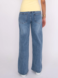 Brooklyn 5 Pocket Mid Rise Wide Leg Pants | Mid Blue