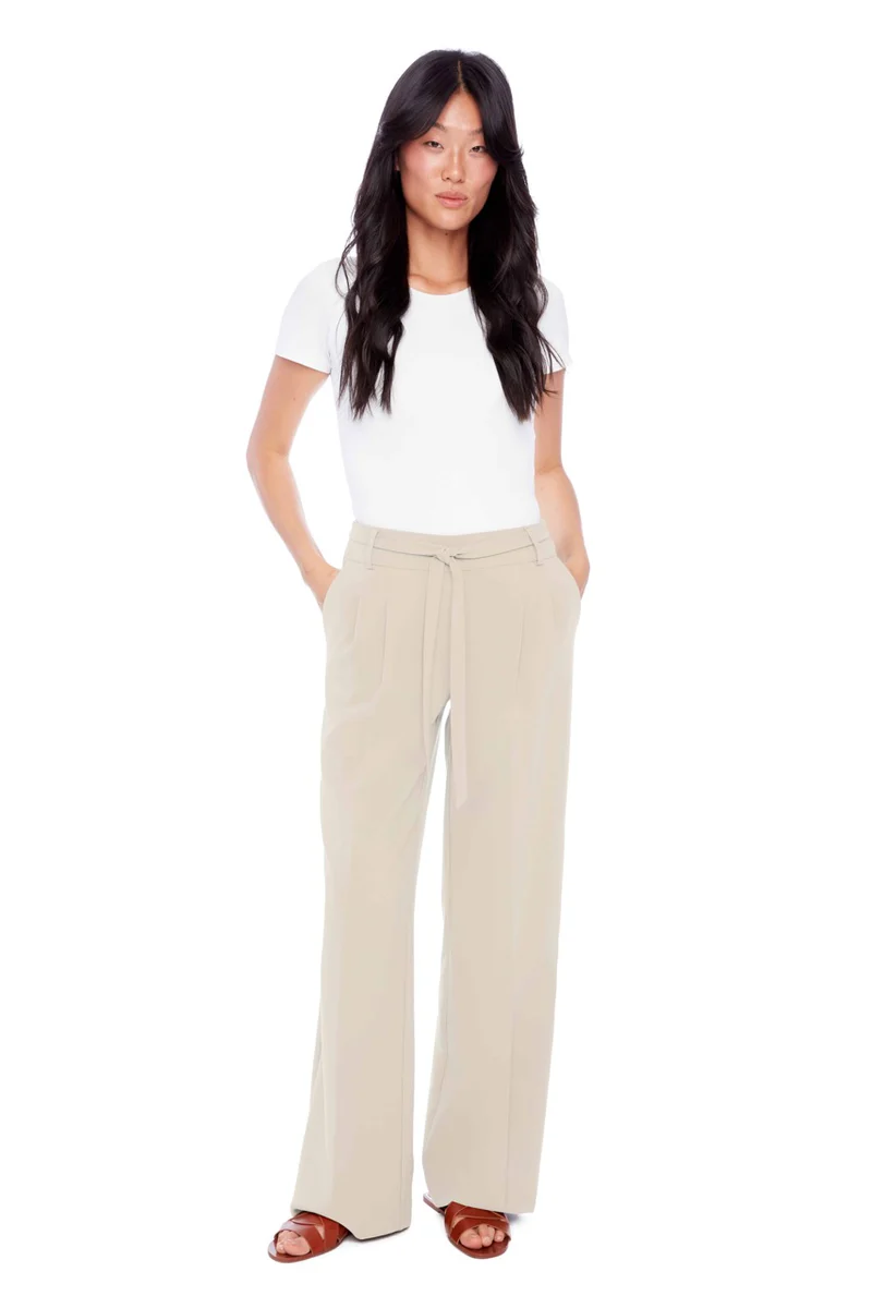 Tate Solid Amalfi Wide Leg Pant | Fawn
