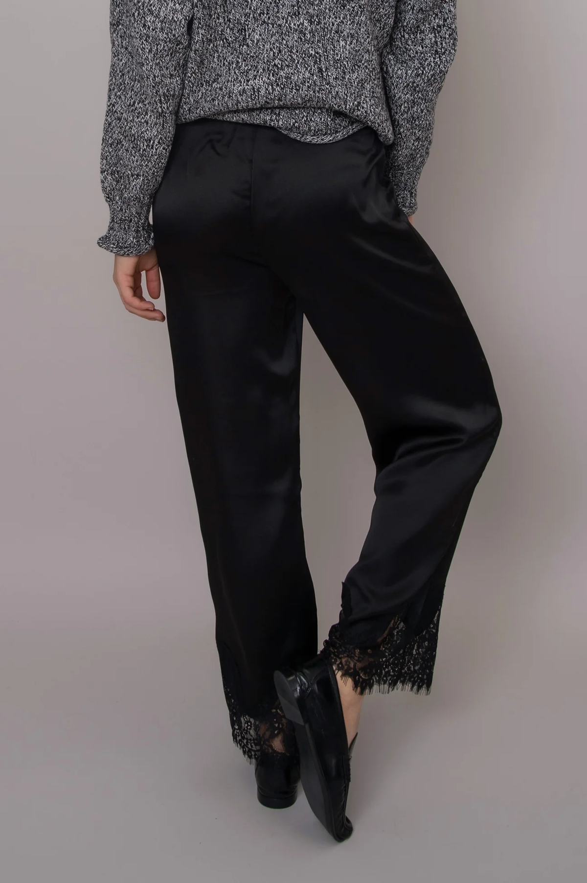 Valeriane Satin Lace Trim Pant