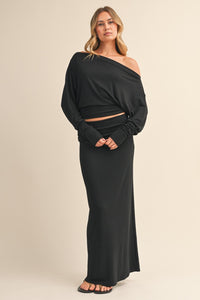 Long Sleeve Knit top and Maxi Skirt Set