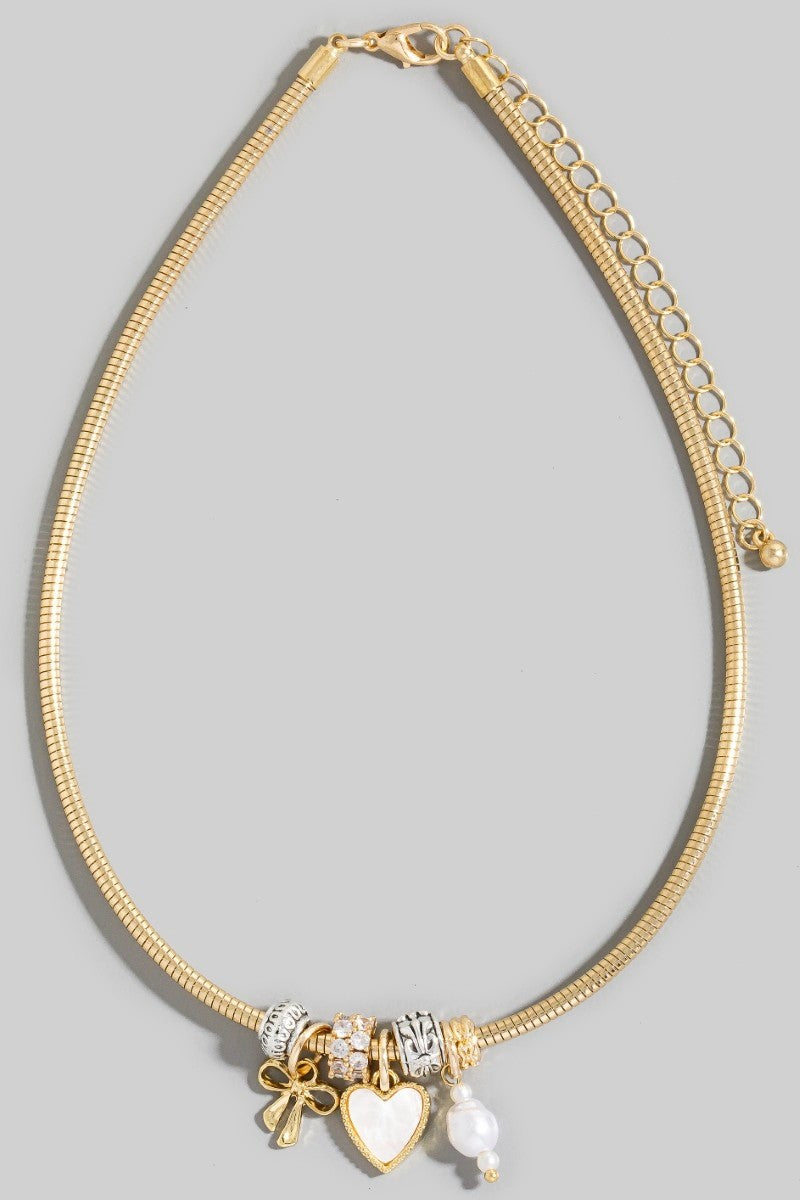 Assorted Mini Charms Coiled Choker Necklace