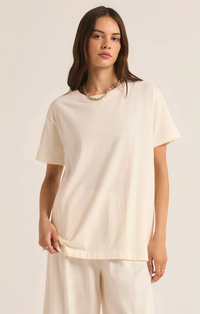 Shayla Cotton Jersey Crew Tee In Sea Salt